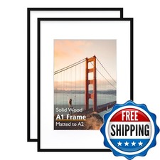 KINLINK A1 Picture Frame Black Solid Wood Acrylic Plexiglass 2 Pack