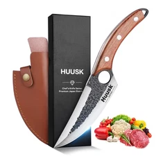 Huusk Viking Knives, Hand Forged Butcher Boning Knife Japanese Meat Knife wit...