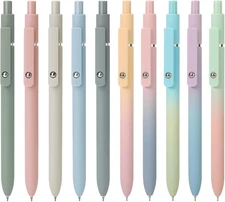 FIOVER 10Pcs Black Ink Gel Pens, Include 5Pcs Morandi 0.5Mm Writing Pens & 5Pcs 