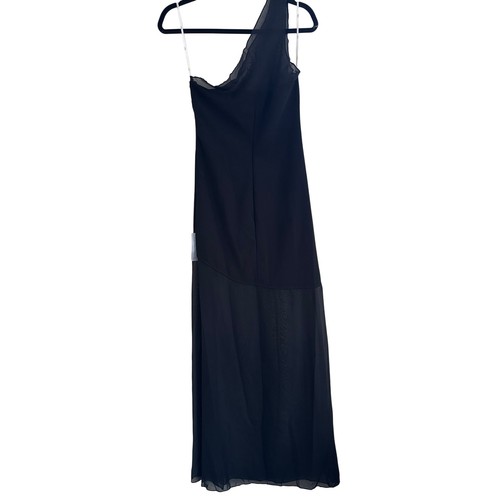 Lulus Peak Sophistication Black Sheer One-Shoulder Maxi Dress L Formal Sheer - Picture 4 of 13