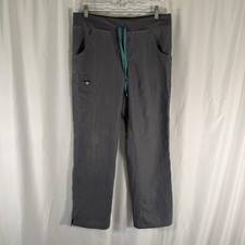 Figs Scrub Pants Women's Small Grey Straight Leg Pockets Pull On Drawstring