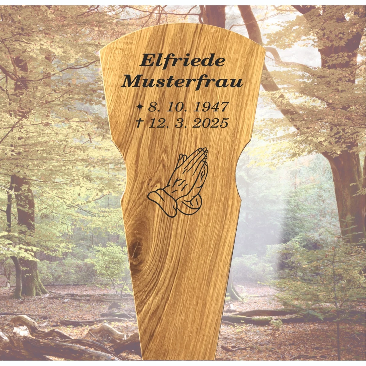 Grabkreuz russisch orthodox Urnenkreuz aus Holz mit Beschriftung Eiche 102x45cm