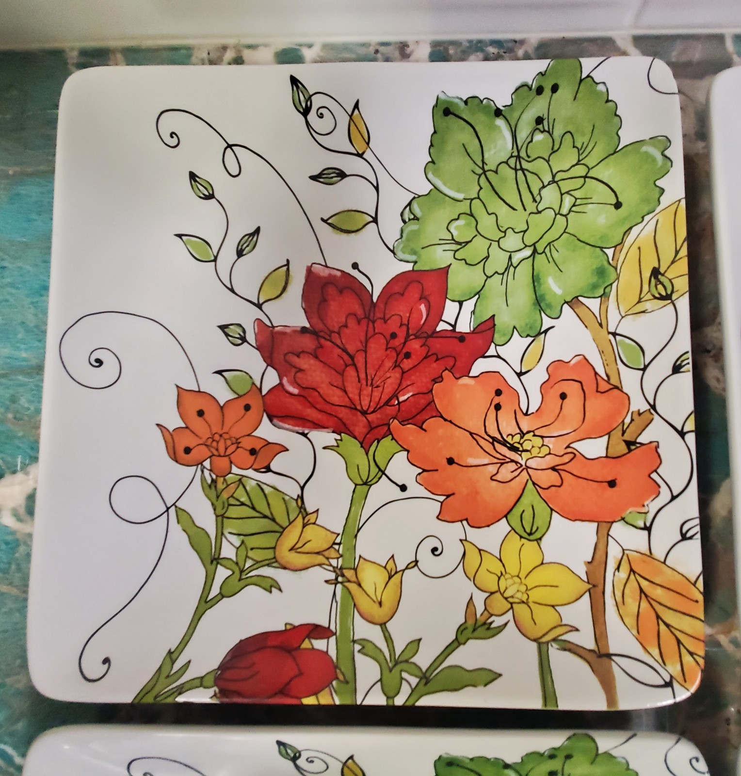 4 Certified International Mindy Sommers Color Bakery Collection Dinner Plates 