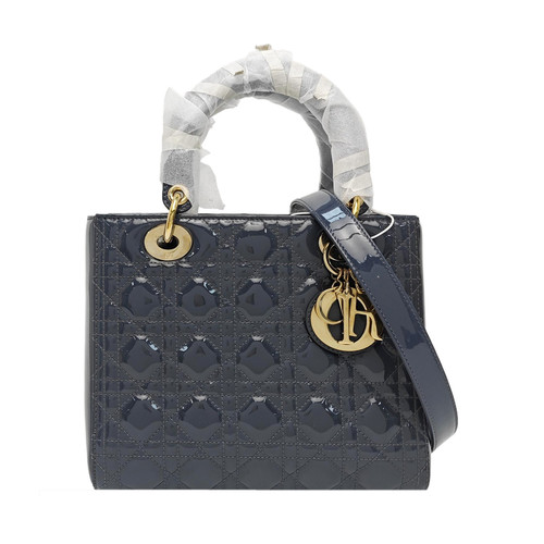 【Authentic】 DIOR Lady Dior Blue Patent leather Handbags (DDP)