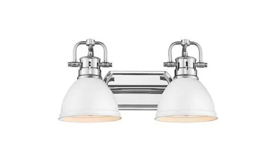 Golden Lighting Duncan 8.5 in. 2-Light Chrome Vanity Light with White Shades - Picture 2 of 4