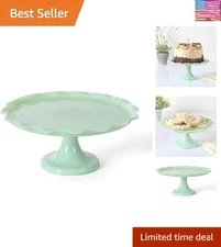 Gorgeous 11" Jadeite Glass Cake Stand - Whimsical Ruffled Trim for Celebrations