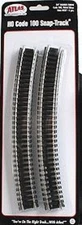 Atlas # 837  24" Radius Curve Track - 6 Sections HO Code 100 Nickel Silver Rails