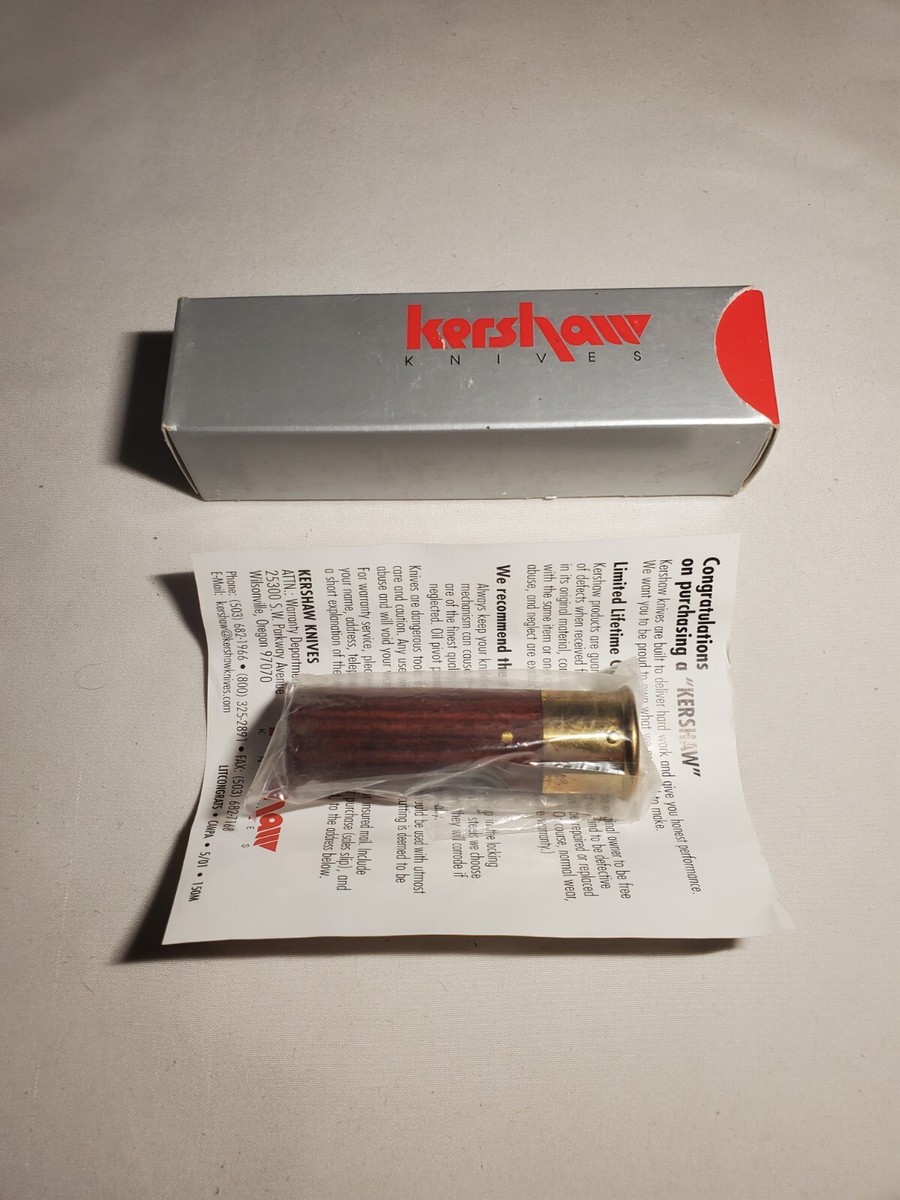 Kershaw Japan Brass and Rosewood 12 Ga Shotgun Shell Knife Made In