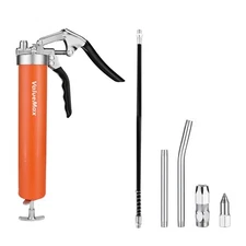 Grease Gun Kit 6000PSI Heavy Duty w/18inch Flexible Hose, 2 Extension Rigid Pipe