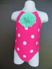 Girls SWIMSUIT NAVY PINK POLKA DOT SIZE 18 MONTHS INFANT