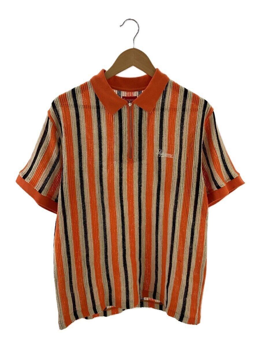 Supreme Polo Shirt 22SS Open Knit Stripe Zipp L Cotton Used Supreme Polo Shirt 22SS Open Knit Stripe Zipp L Cotton Used