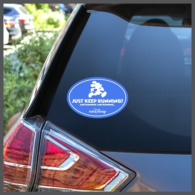 RunDisney Run Disney Mickey Mouse Just Keep Running Decal or Car Magnet IN COLOR