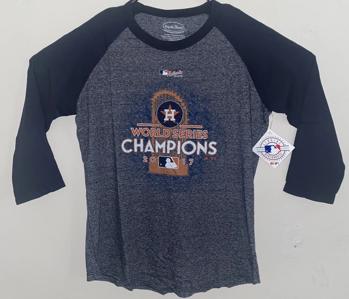 Women's 2017 Houston Astros MLB World Series Champions 3/4 Sleeve Raglan  Shirt