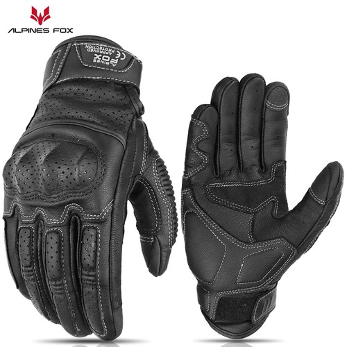 Guanti Moto Pelle Traforata Uomo Donna Full Finger Motocross Biker Guanto - Foto 7 di 27