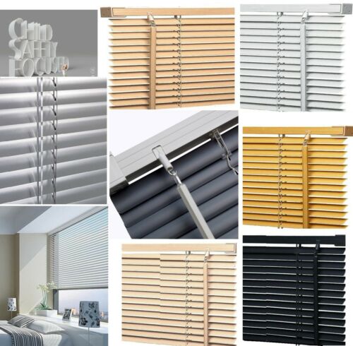 White Wooden Venetian Blinds Slat Grey Real Wood Blind Shad Window Curtain 120cm