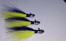 3 Teaser - Bucktail Hair Jigs 1/4 th oz for Walleye, Bass, Northern, Crappie