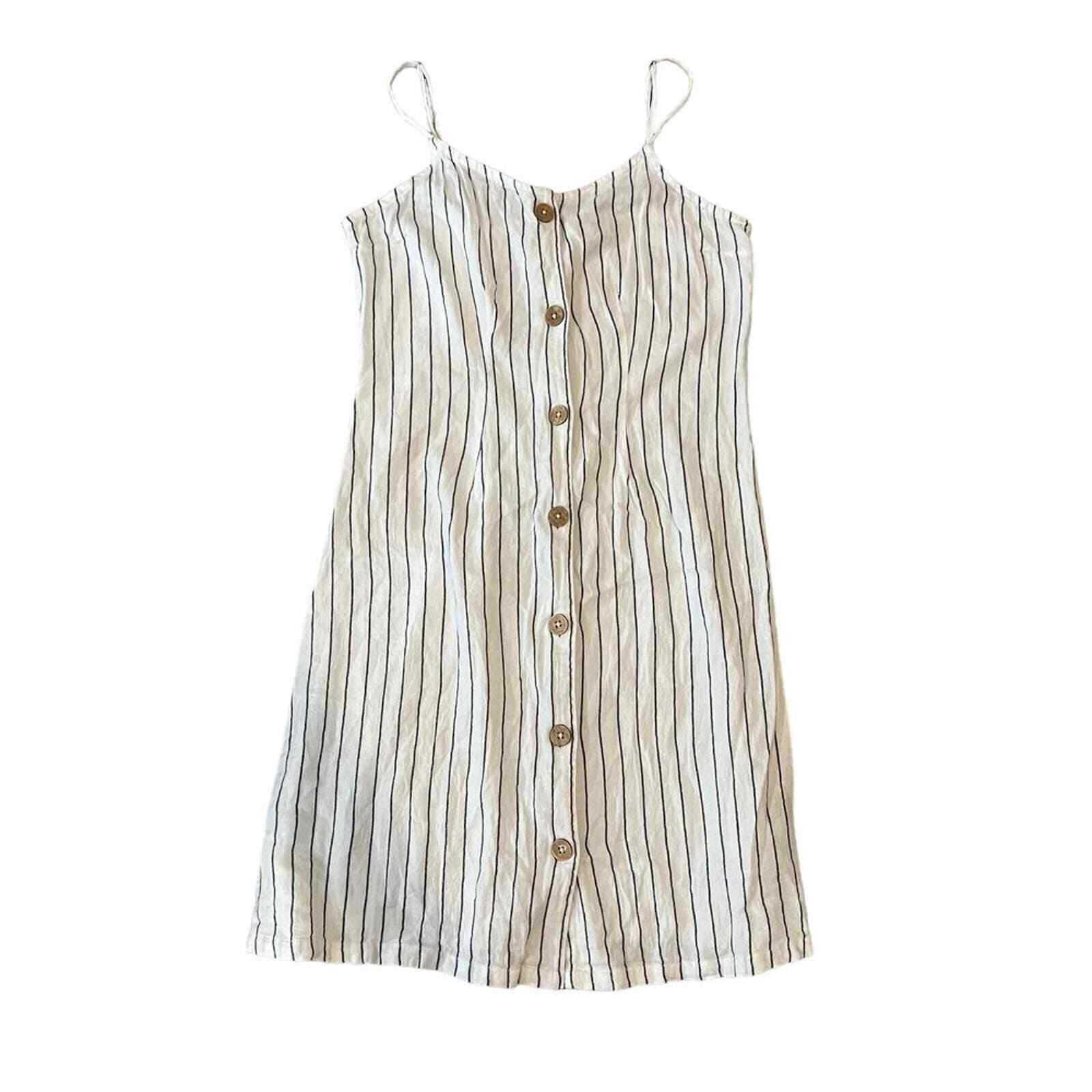 ROXY Striped Pattern Button Front Spaghetti Strap… - image 1