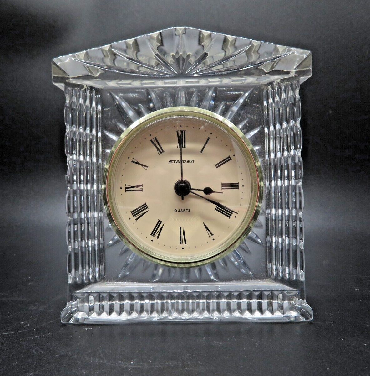Staiger 24% French Lead Crystal Quartz Clock -Shelf/Mantel- France