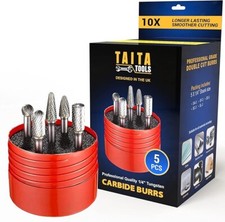 5pc Carbide Burr Set 1/4" Shank Tungsten Double Cut Rotary Die Grinder Bits -