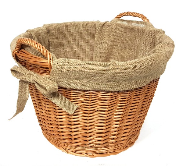 Kaminkorb Holzkorb Kaminholzkorb GeschäLte Weide + Jute Ø 50 Cm (Art. 90470-50)-image