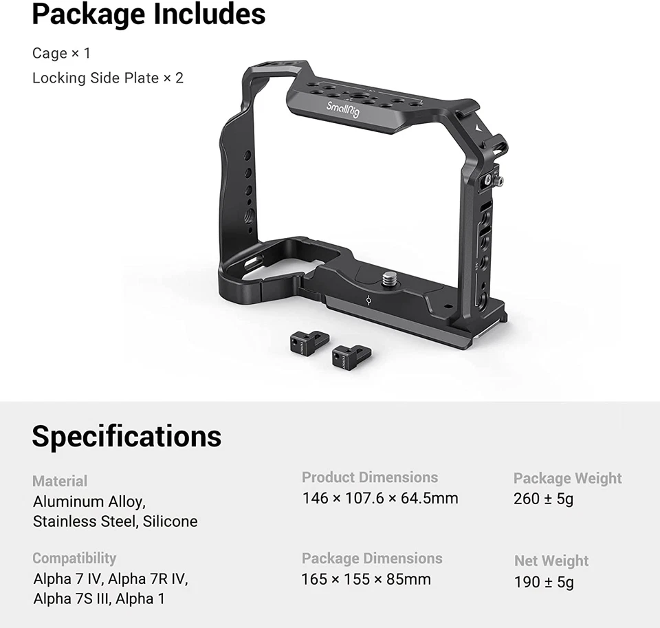 Kit de câmera SmallRig A7 IV (gaiola + alça + mini caixa fosca) para Sony Alpha 7R V|A7 IV - Imagem 3 de 4