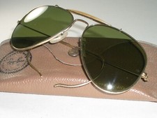 58-14 VINTAGE B L RAY-BAN USA 10K GO RB3 TRUGREEN OUTDOORSMAN AVIATOR SUNGLASSES