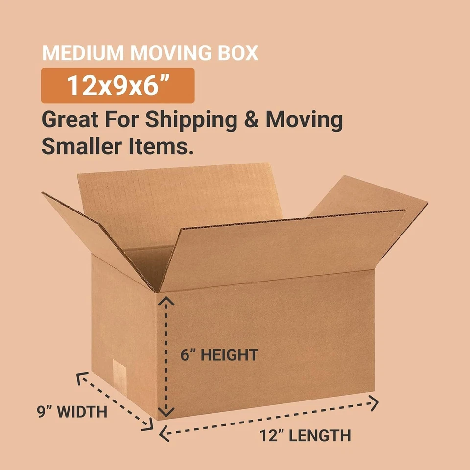 12 x 9 x 6 Shipping Boxes Moving Boxes Corrugated Kraft 25/Bundle 25/Pack - Image 2 of 4