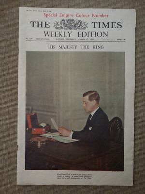 Vintage The Times Weekly Edition (12. März 1936) Rare Coronation Colour Edition