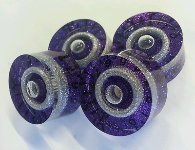 4 CTS Split Shaft Guitar speed volume/tone knobs. Purple/Sliver Flake.  JAT
