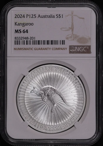 2024 P125 Australia $1 Silver Kangaroo 1 oz NGC MS-64