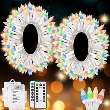 2 Pack 20ft Christmas Lights Battery Operated With Remote Control 50 Leds String