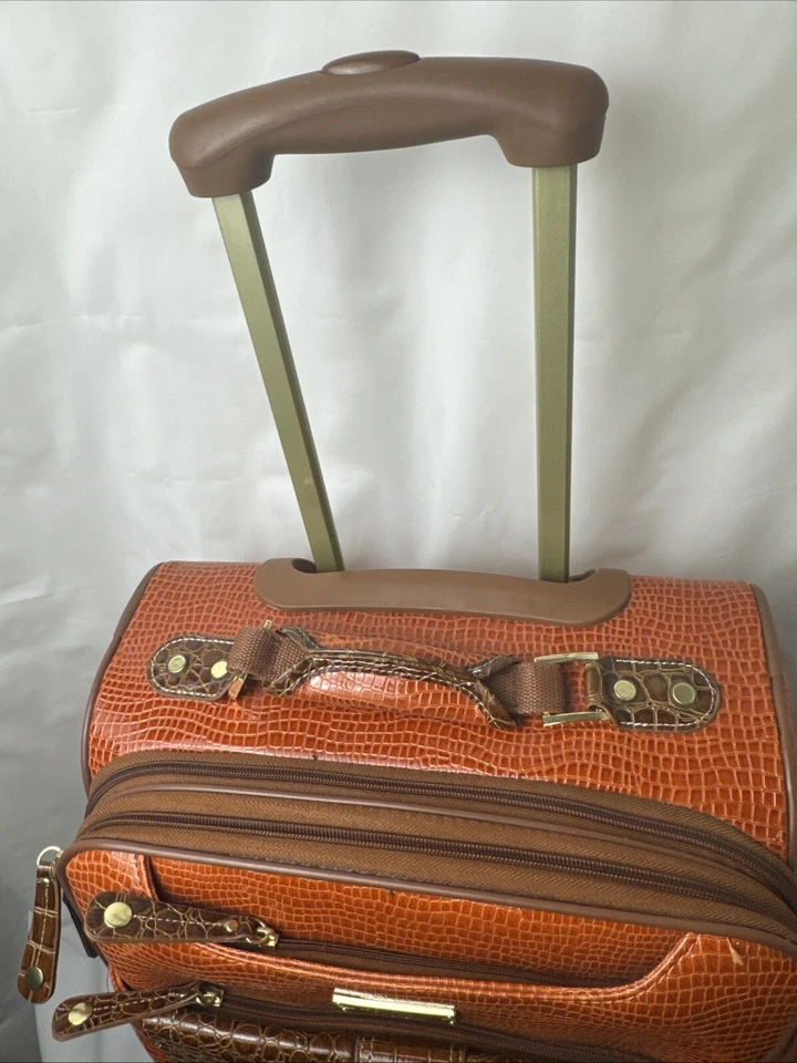 Juego de 3 piezas de colección de equipaje Samantha marrón cocodrilo naranja LEER Foto 4 de 4