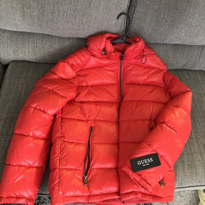 GUESS Men's Detachable Hooded Puffer Coat Winter Jacket