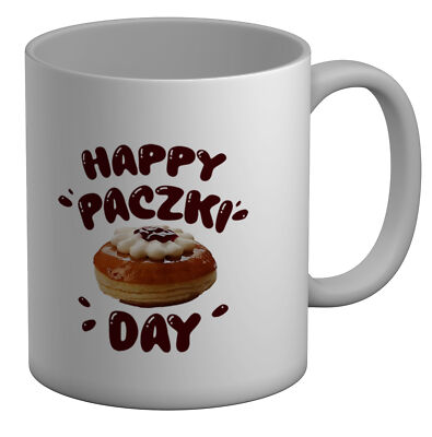 Happy Paczki Day Polnische Marmelade Donut Festival Becher 11 Unzen Tasse Geschenk Weiß