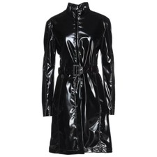 Women Trench Vinyl Shiny Gothic Coat Pvc Emo Top Quality Faux Leather Black Coat