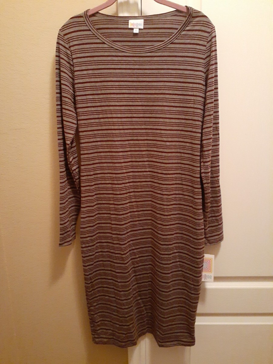 LuLaRoe Womens Debbie Dress Size M Maroon and Grey Long Sleeve Soft Elegant  | eBay