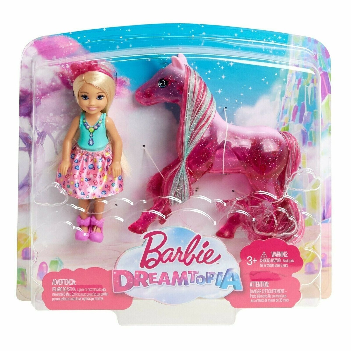 Barbie Dreamtopia Chelsea Doll Pink Translucent Sparkle Unicorn FPL82 NEW