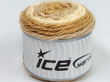 2-Skein Lot Cakes Yarn Light Acrylic 2x140g/225m Brown Camel Cream