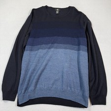Calvin Klein Sweater Men XL Blue Gradient Merino Wool Blend Pullover Soft Knit
