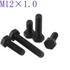 M12 x 1.0 Fine Pitch Hex Cap Bolts / Screws, 8 Alloy Steel Thread Metric Tap