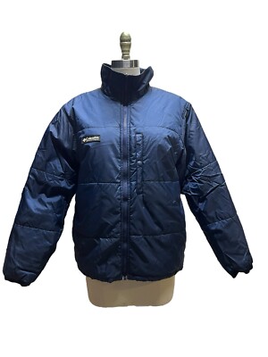 Vtg Columbia Navy Blue Puffer Coat Womens SZ 18 / 20 Full Zip Jacket Winter Md