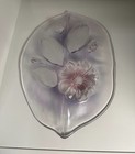 Mikasa Glossy Glass Leaf-Shaped Platter with Clear and Pink Floral Design — photo 2
