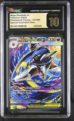 🦈💎 CGC PRISTINE 10 | Mega Sharpedo ex SIR #127/094 | Phantasmal