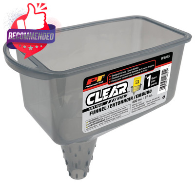 W4055 Clear View Easy Hold Funnel 2 Pint - Hands-free Oil Changes, Secure Fit 