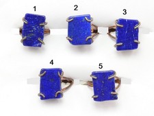 Lapis lazuli Wire Wrapping Adjustable Copper Ring Loose Raw Stone Gift For Her