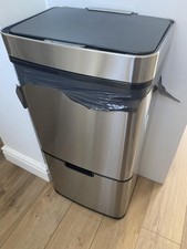 Kitchen 72L Recycling Sensor Bin 3 Compartments Wet/Dry Waste Removable Lid NEW