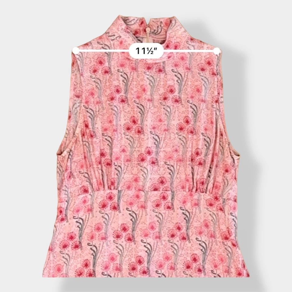 Vestido Floral French Connection Rosa 100% Seda Sin Mangas Cuello Simulado Talla 8 Foto 3 de 4