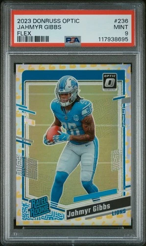 JAHMYR GIBBS FLEX 2023 PANINI DONRUSS OPTIC #236 PSA 9