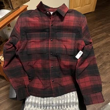 OLD NAVY Plaid men's Wool jacket button up Sherpa-lined size Large Brand New w/T