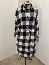 Uniqlo Women’s Size M Buffalo Plaid Shirt Dress Pockets Drawstring Knee Length
